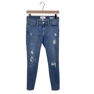 FRAME Denim Le Skinny De Jeanne Size 28 Kitty Hawk Wash Distressed Jeans Cotton